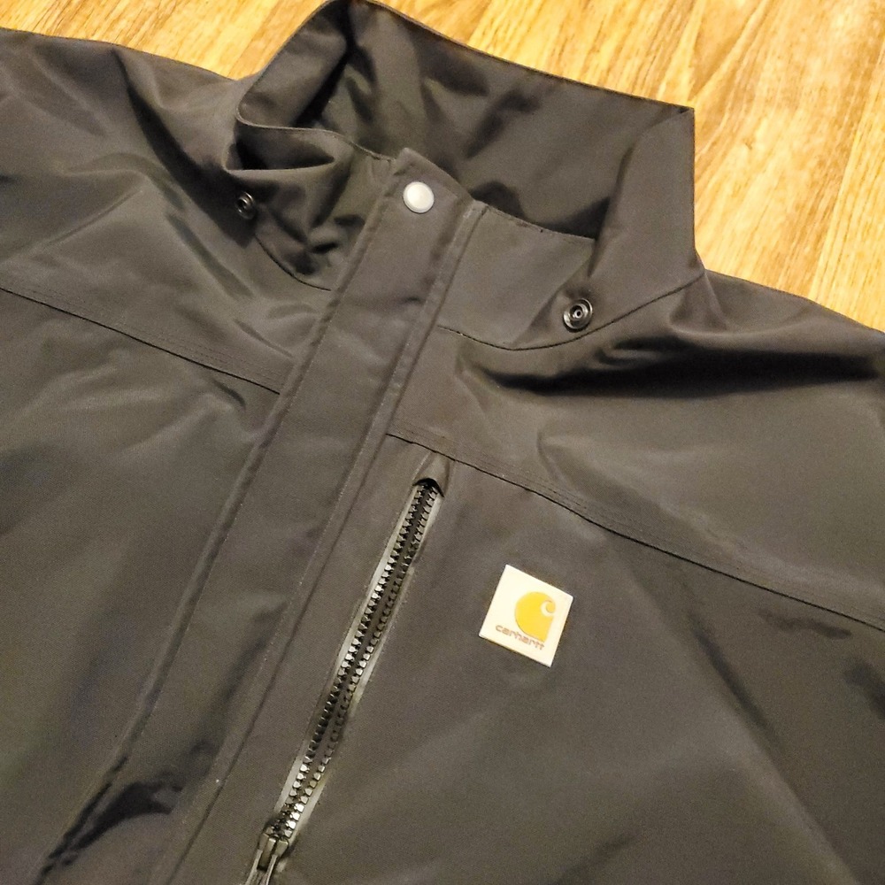 Carhartt Jacket Men 3XL Tall Black Rain Defender Heavy Duty Full Zip No Hood